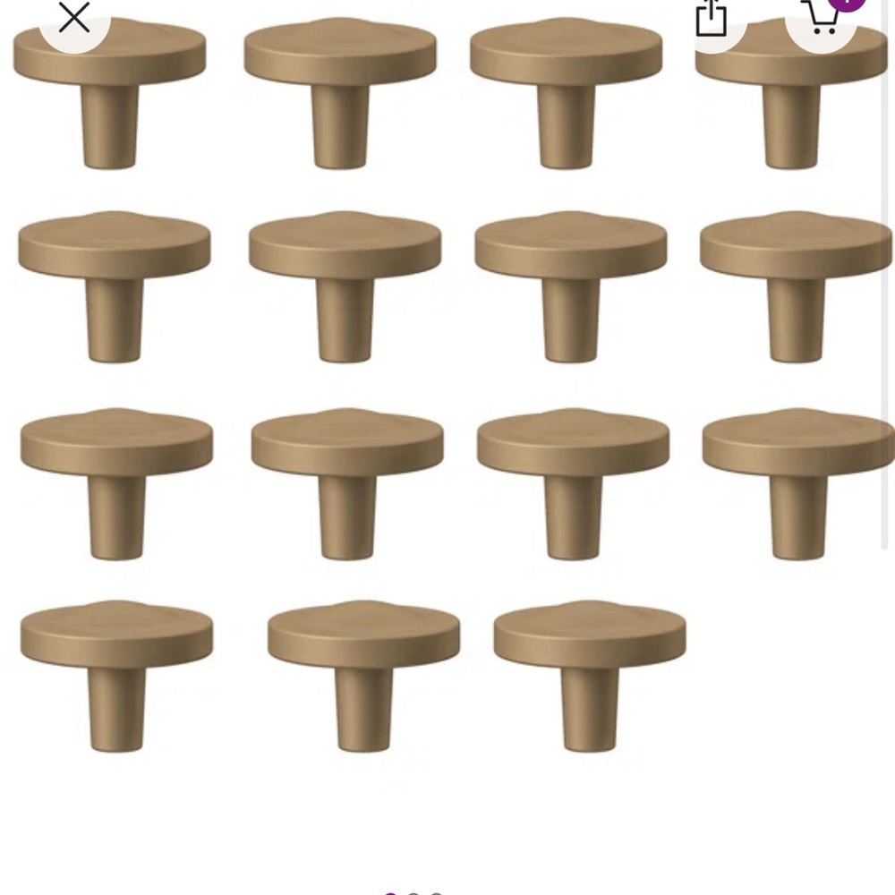 Gold Mushroom-Shaped Cabinet Knobs Pack of 15
